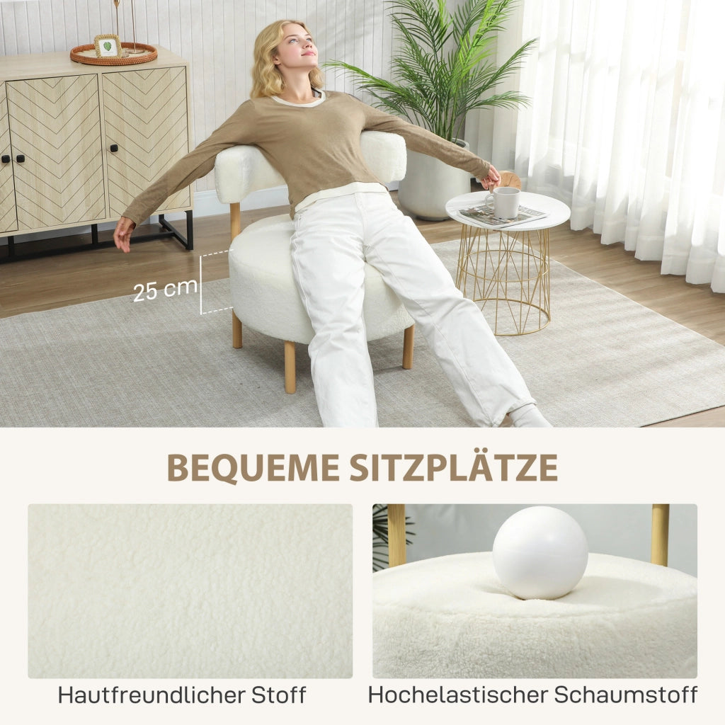 Poltrona relax in tessuto Sherpa-Fleece ¨C Xylo ¨C gambe metallo effetto legno, crema 67x67x71 cm