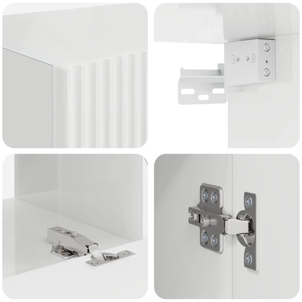 Set mobile TV 6 pcs Bianco Lucido Legno multistrato 3409127