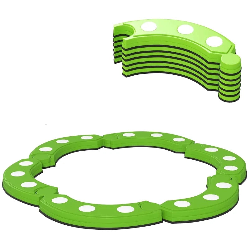 Trave di equilibrio, 6 segmenti curvi, rilievi sensoriali, portata 50 kg, verde