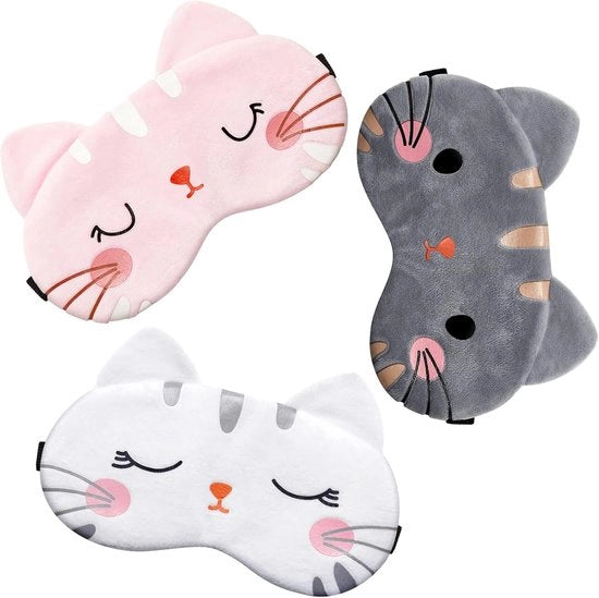 Slaapmasker animato (6-pack) - Mascotte con faccia cane, maschere da sonno divertenti con gatti, morbide e leggere, adatte per bambini maschi e femmine (gatti, cani, volpi)