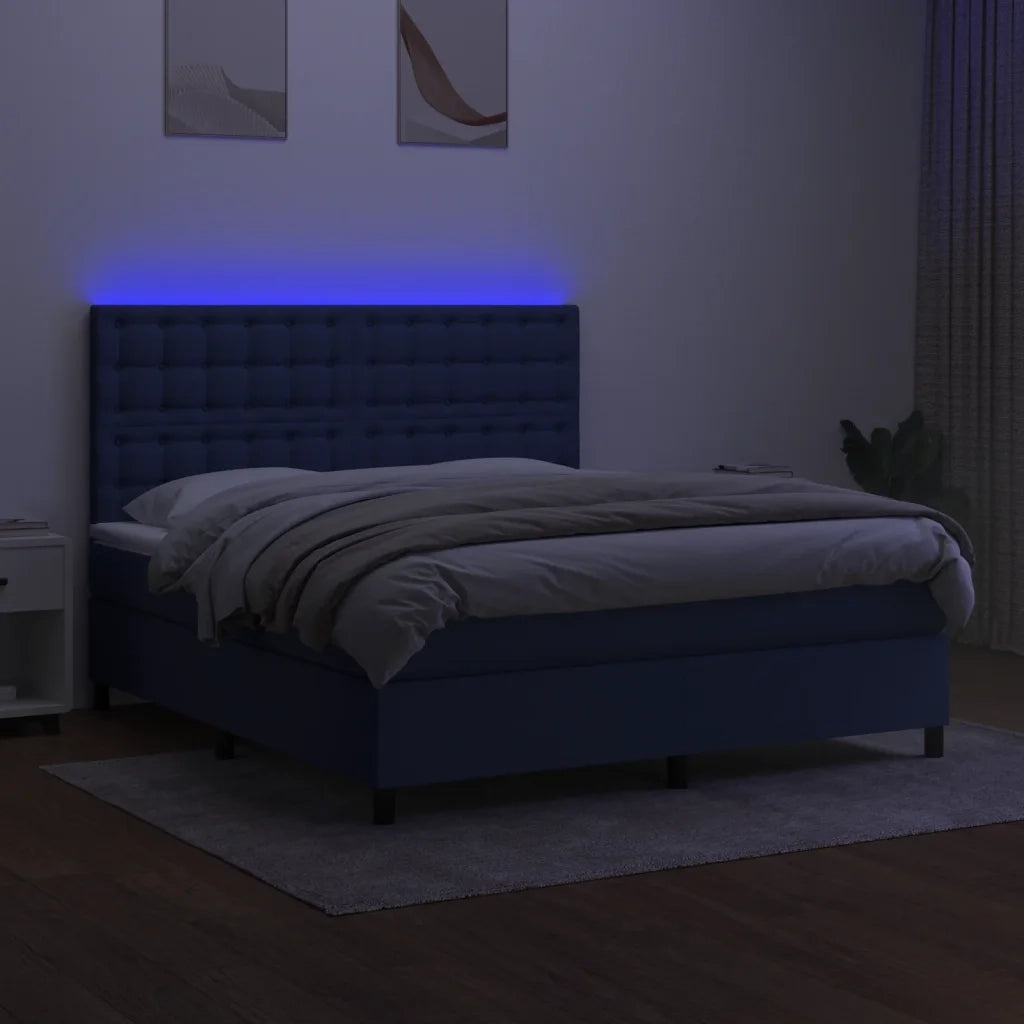 Letto a Molle con Materasso e LED Blu 180x200 cm in Tessuto 3135219