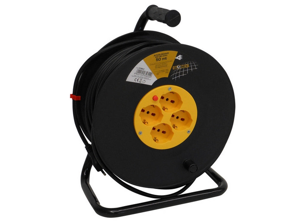 1pz avvolgicavo elettrico cavo mt. 50 spina 16a/4 prese 10/16a schuko cod:ferx.vit35802