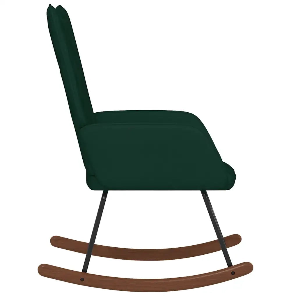 Sedia a Dondolo Verde Scuro in Velluto 327745