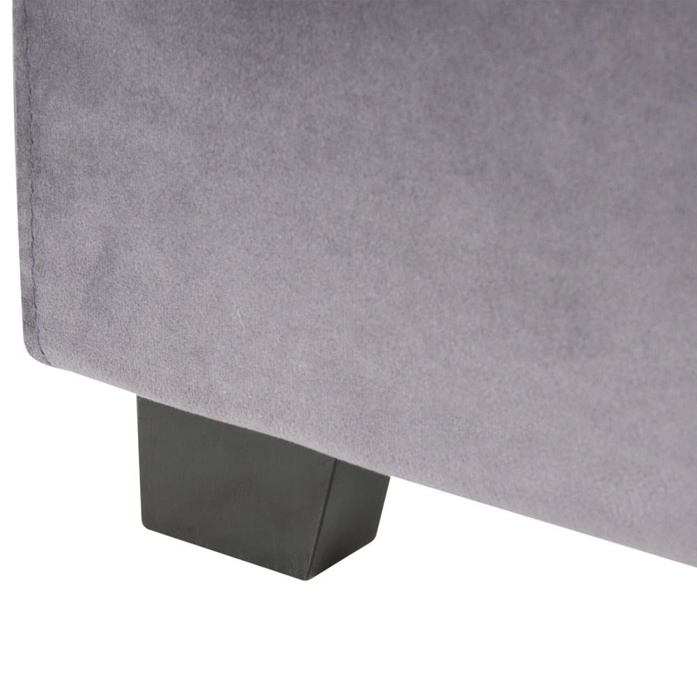 Letto matrimoniale in velluto grigio scuro 160 x 200 cm con testiera imbottita stile moderno