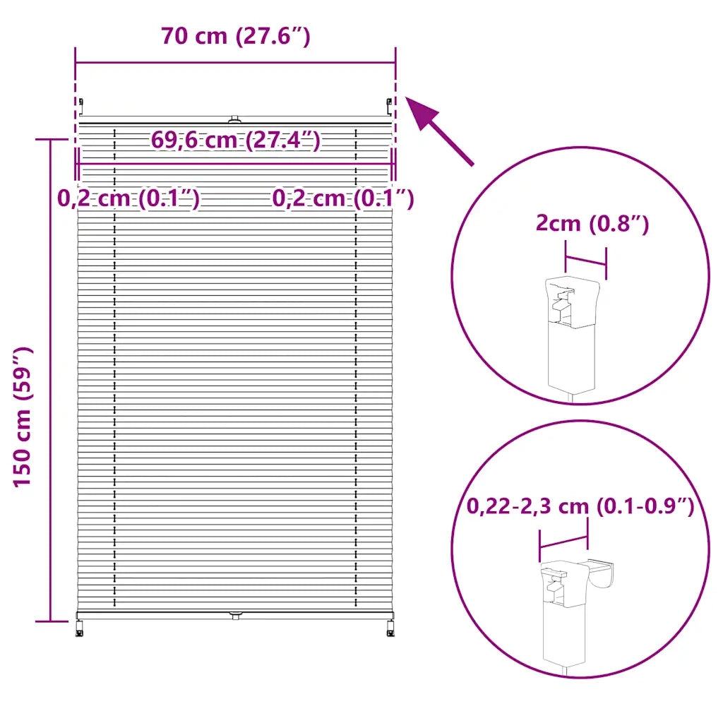 Tenda plissè 70x150cm bianca 240599