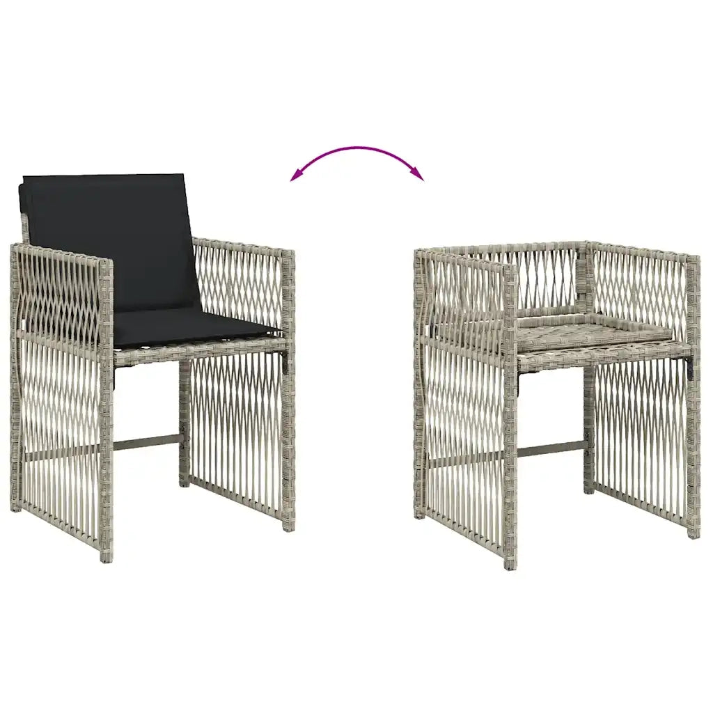 Set da Pranzo da Giardino 17pz con Cuscini Grigio in Polyrattan 3211787