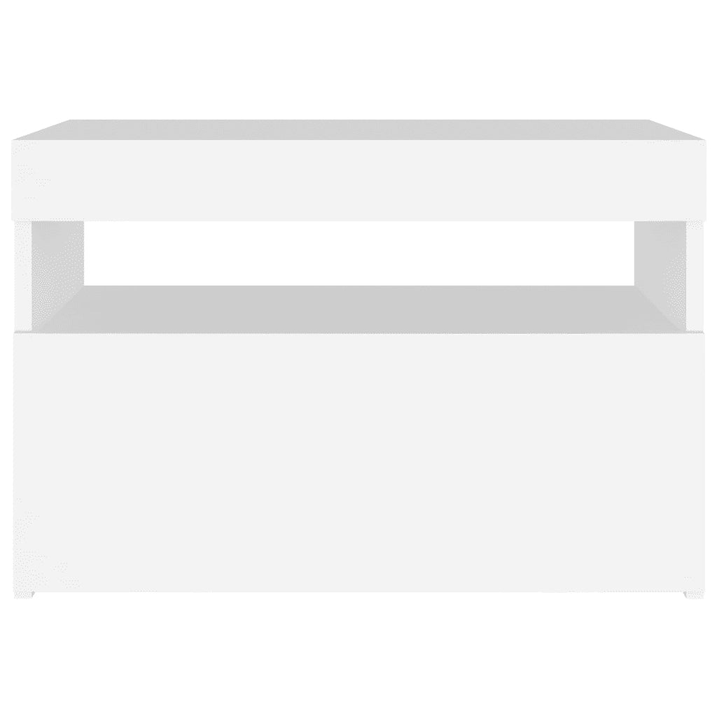 Comodini | Armadio da Notte | Mobiletto da notte con Luci LED Bianco 60x35x40 cm in Legno Multistrato