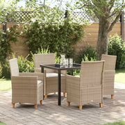 Set da Pranzo per Giardino 5 pcs Beige polyrattan