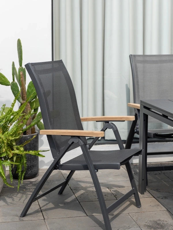 Essence - Poltrona pieghevole - ALU con braccioli in teak
