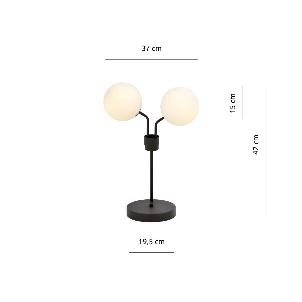 Lampada da tavolo Emibig Nova 2xE14 nero/opal 42cm