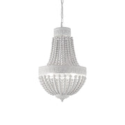 Lampadario Shabby Chic-Provenzale Monet Legno Bianco 6 Luci E14
