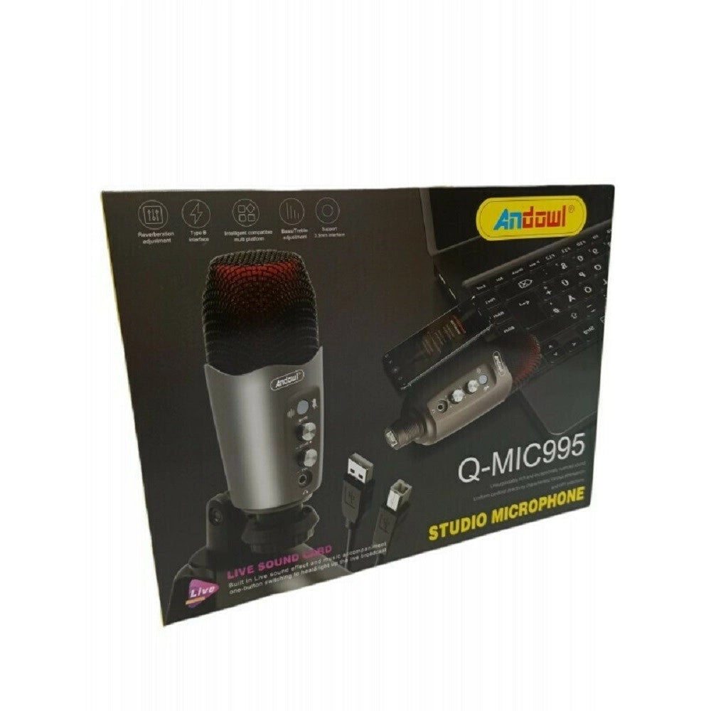 Trade Shop - Microfono Professionale A Condensatore Da Tavolo Usb Per Studio Podcast Q-mic995 -