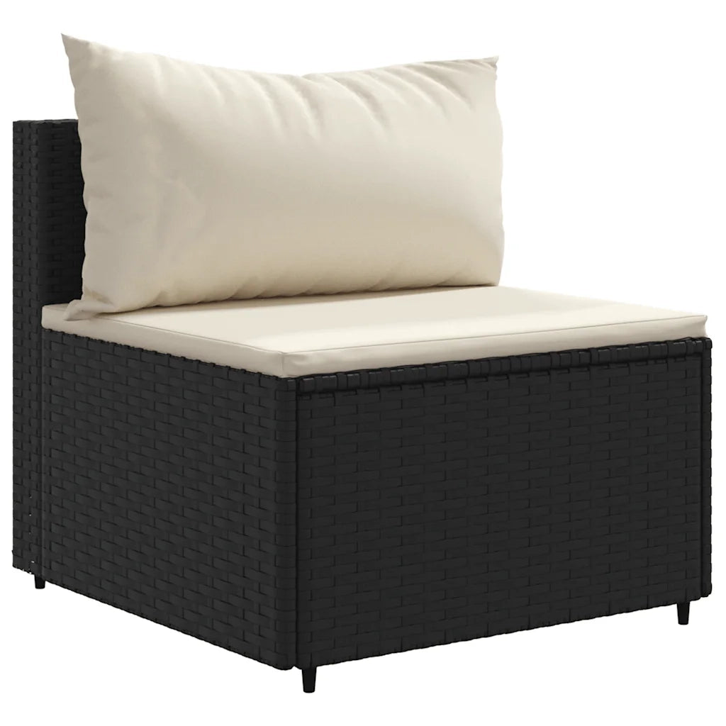 Set Divani da Giardino 4 pz con Cuscini Nero in Polyrattan 3308360