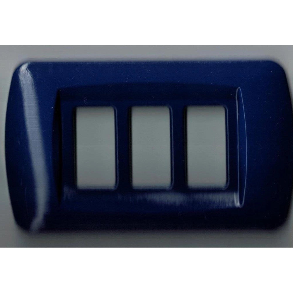Trade Shop - Placchette Placche In Abs Serie Magic Bticino Compatibili Placca Copriprese Fori - Blu -3 Fori     -