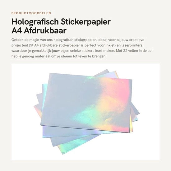 Papier adesivo holografico A4 - 22 fogli - impermeabile - per stampanti inkjet e laser - alta velocità assorbimento d'inchiostro - immagini nitide - carta per stampa