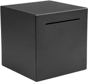 Cassa di Risparmio in Acciaio Inossidabile - Antiballistico - Adatta a Adulti/Bambini - 12x12 cm - Fino a 800 Monete/1500 Biglietti di Banca - Nero - Cassetto di Risparmio