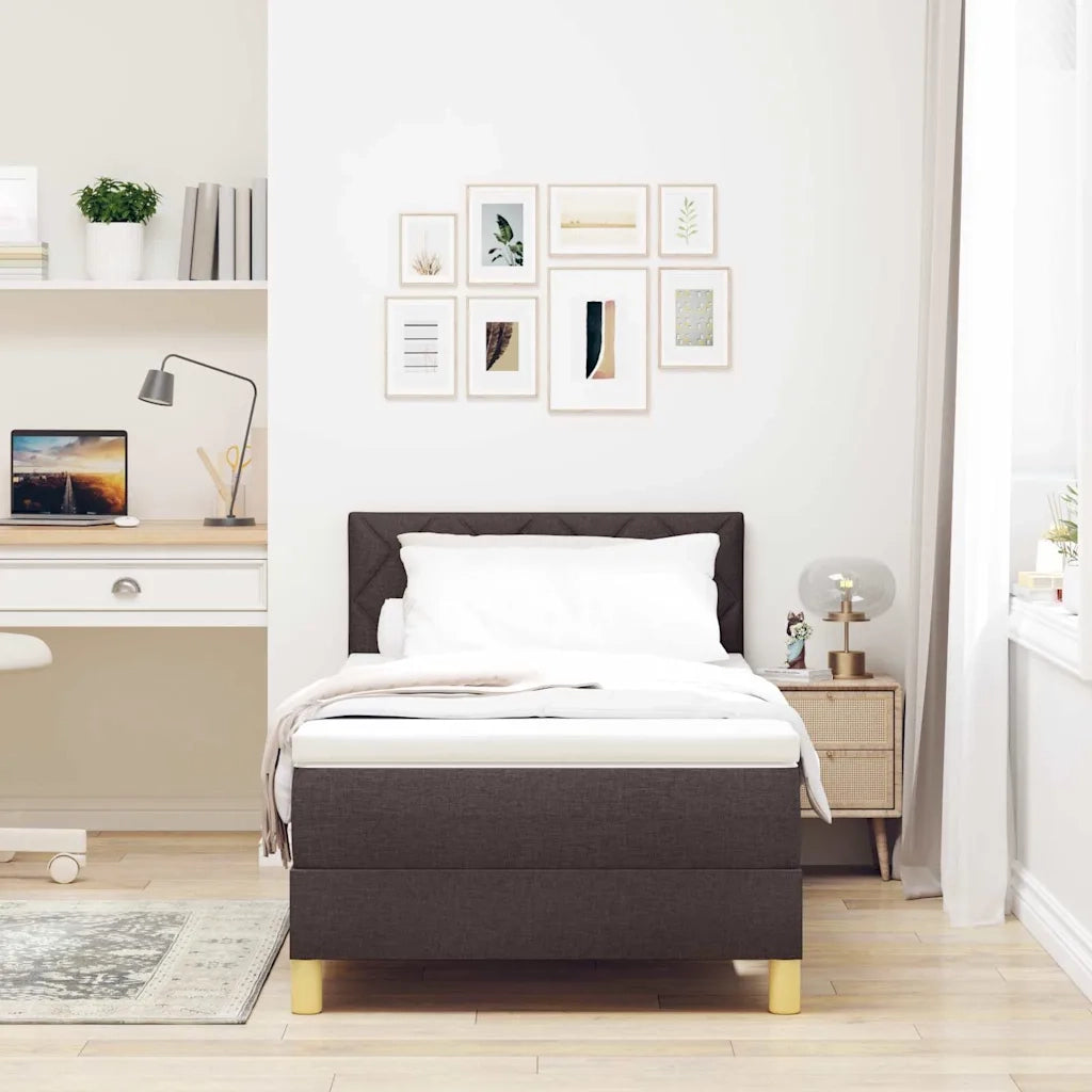 Letto a molle con cuscino Marrone Scuro 90 x 200 cm Tessuto 3338968