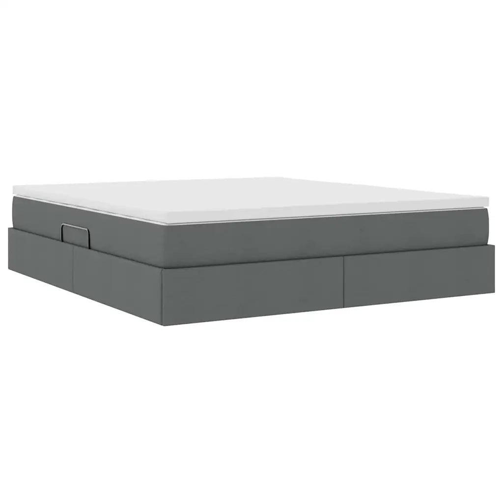 Letto con contenitore e materasso Grigio scuro 180 x 200 cm
