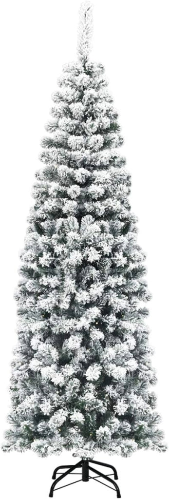 Albero di Natale Innevato 180 cm, Albero di Natale Artificiale Slim con 500 Rami Realistici e Folti e Base Pieghevole di Metallo (180 cm)
