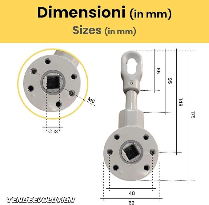 Arganello Speed per Tende da Sole - Colore Nero - Rapporto 3:1 - Made in Italy