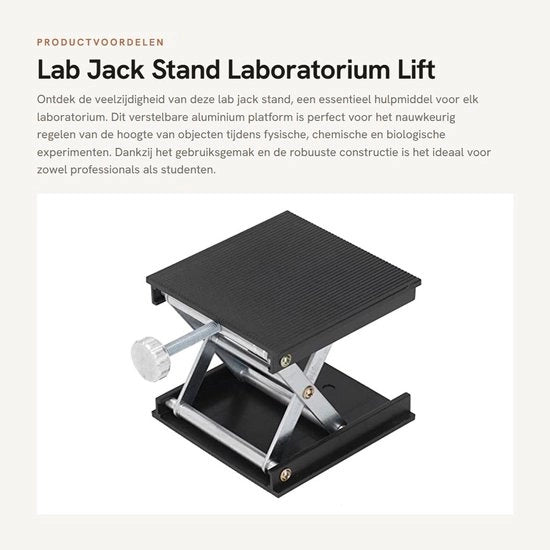 Piattaforma di Laboratorio in Alluminio e Acciaio Inossidabile - Regolabile in Altezza - Manuale - Strumento di Supporto - Facile da Pulire - Elevatore di Piattaforma