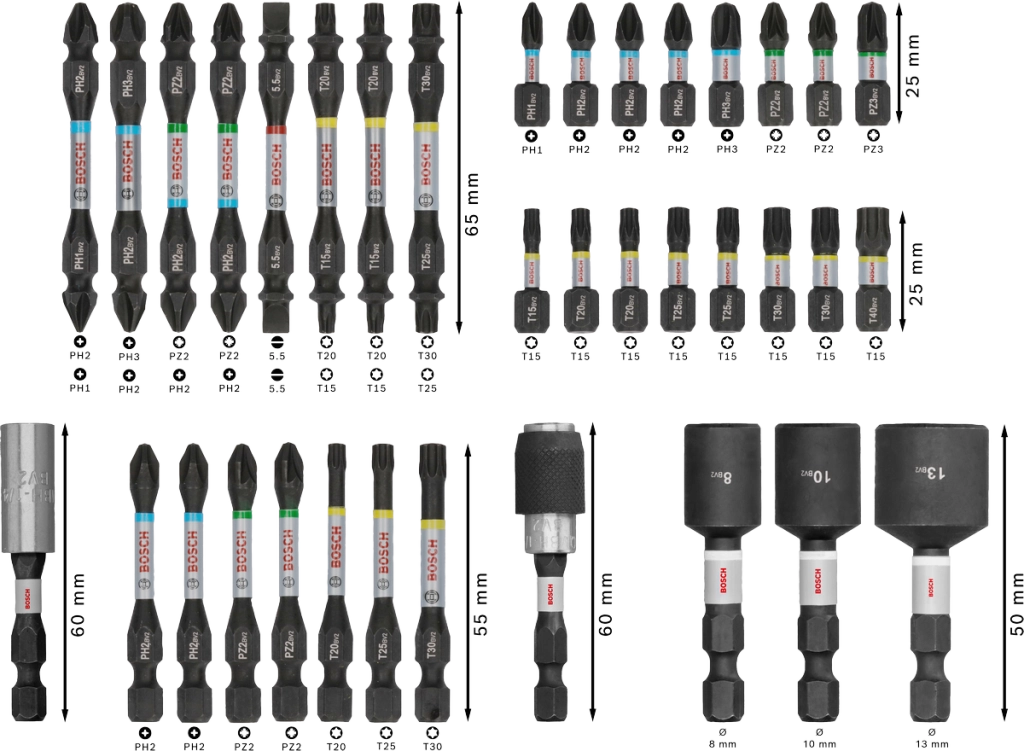 Set di bit e chiavi a bussola da 36 pezzi BOSCH 2608522517