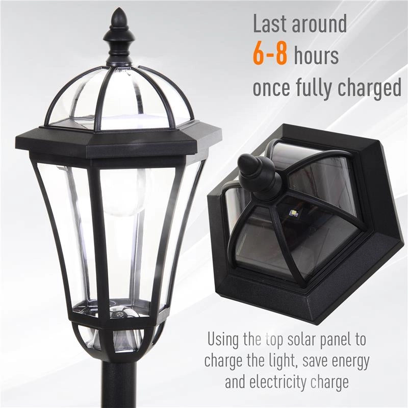 SET 2 LAMPIONI SOLARI PER GIARDINO CON 2 LED E ACCENSIONE AUTOMATICA, NERO