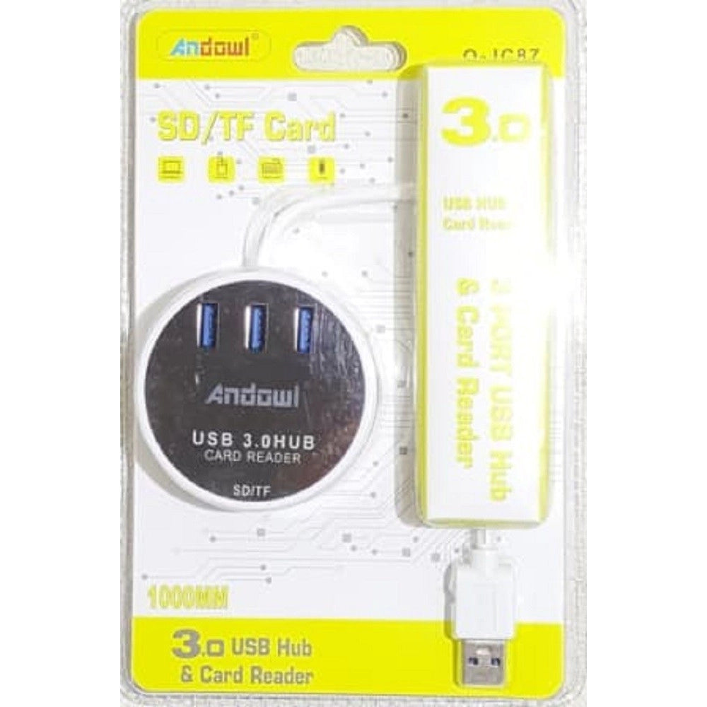 Trade Shop - Hub Usb 3.0 3 Porte Lettore Schede Connessione Usb Per Pc Windows Mac Os Q-jc87 -