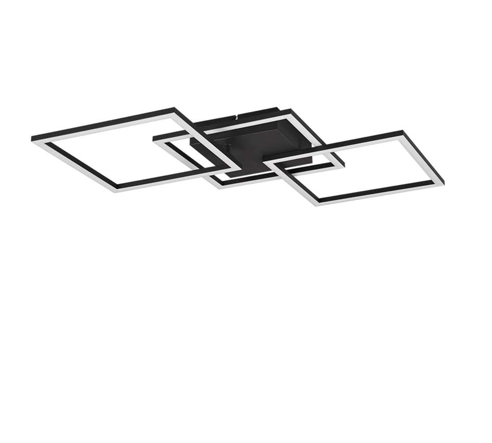 Plafoniera LED, metallo, nero opaco, 74,5x7x35,2 cm, Trail