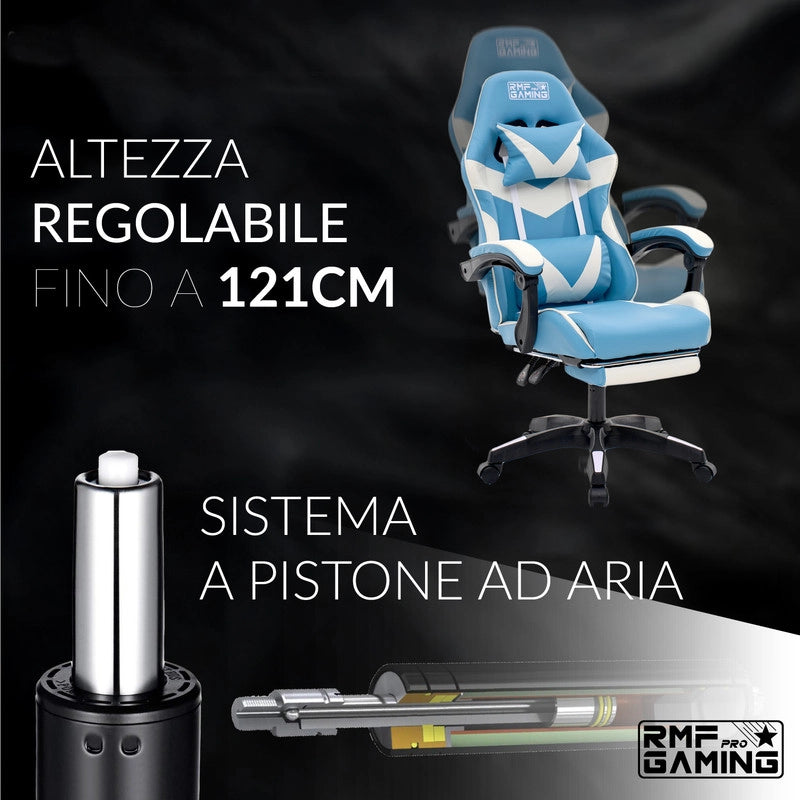SEDIA DA GAMING COLORE AZZURRA-BIANCA