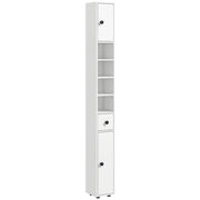Colonna Bagno con Cassetto e Ripiani ¨C Xylo ¨C Legno Bianco 20x20x180 cm