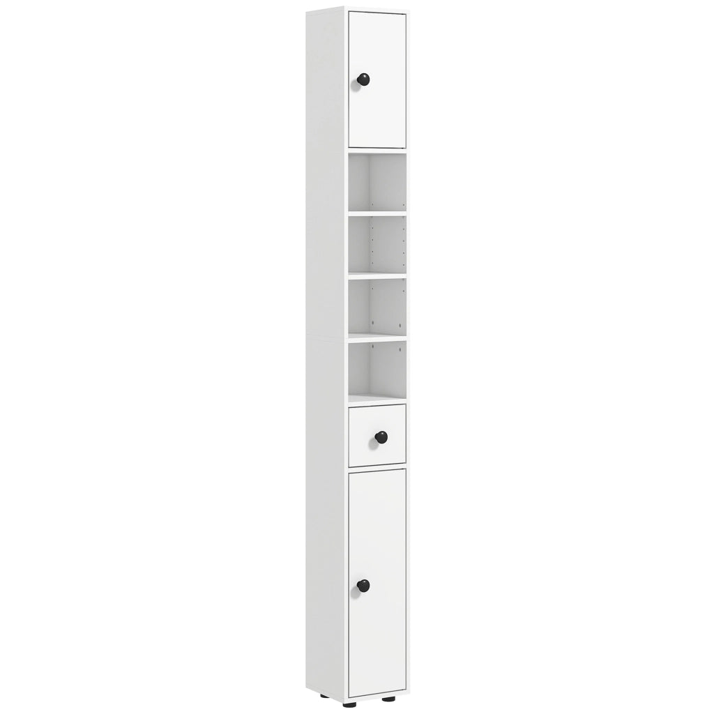 Colonna Bagno con Cassetto e Ripiani ¨C Xylo ¨C Legno Bianco 20x20x180 cm