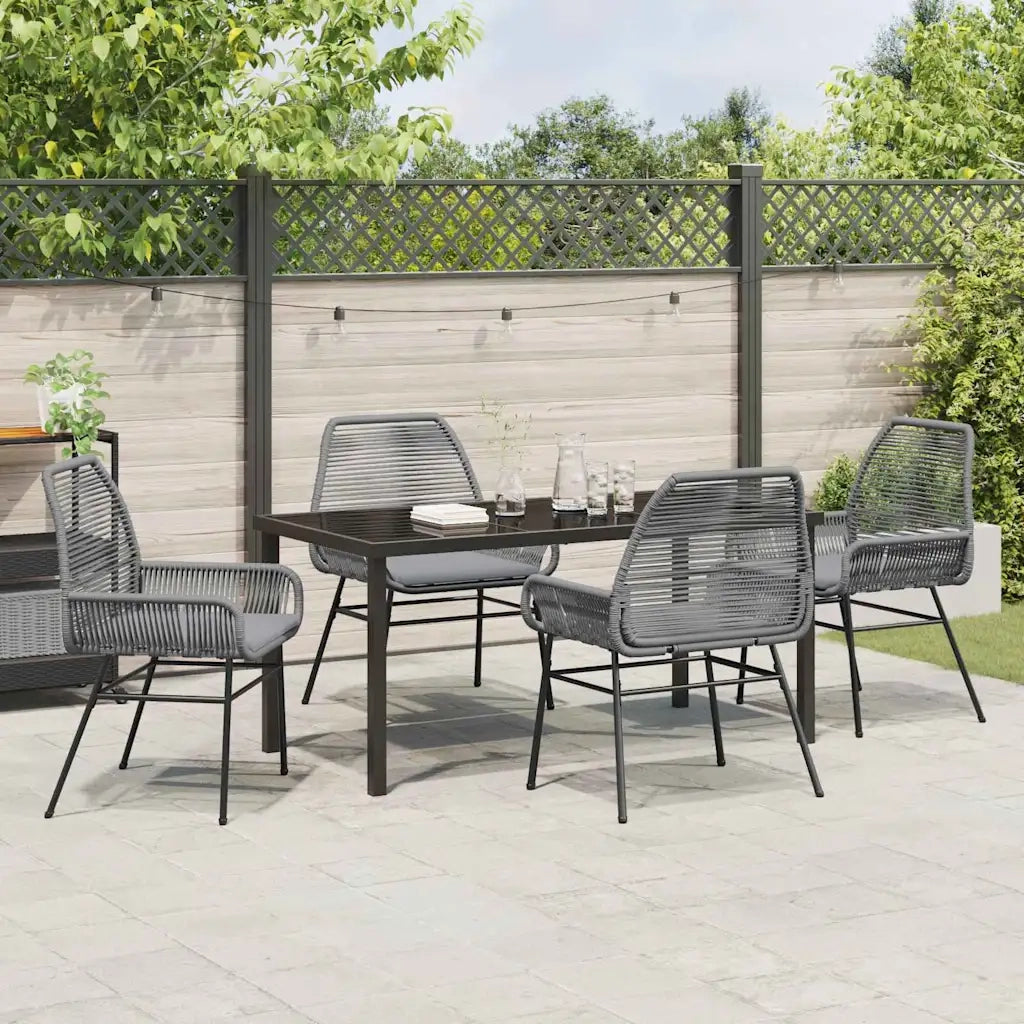 Set da Pranzo per Giardino con cuscino 5 pcs Grigio polyrattan