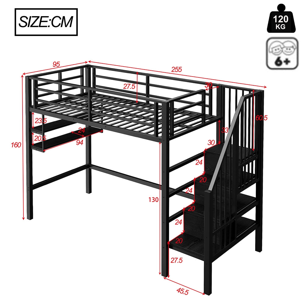 Letto a soppalco - Xylo - 90x200 cm contenitore nero