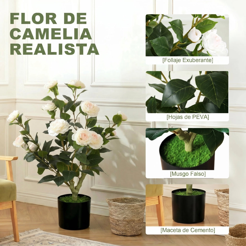 Planta Artificiale Camelia 65cm ¨C Minimal ¨C Bianco Verde