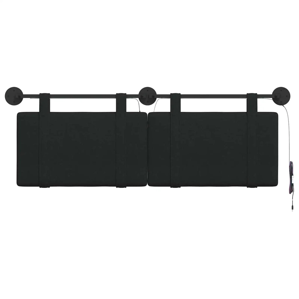 Testiera sospesa Con luce LED Nero Tessuto 3423909
