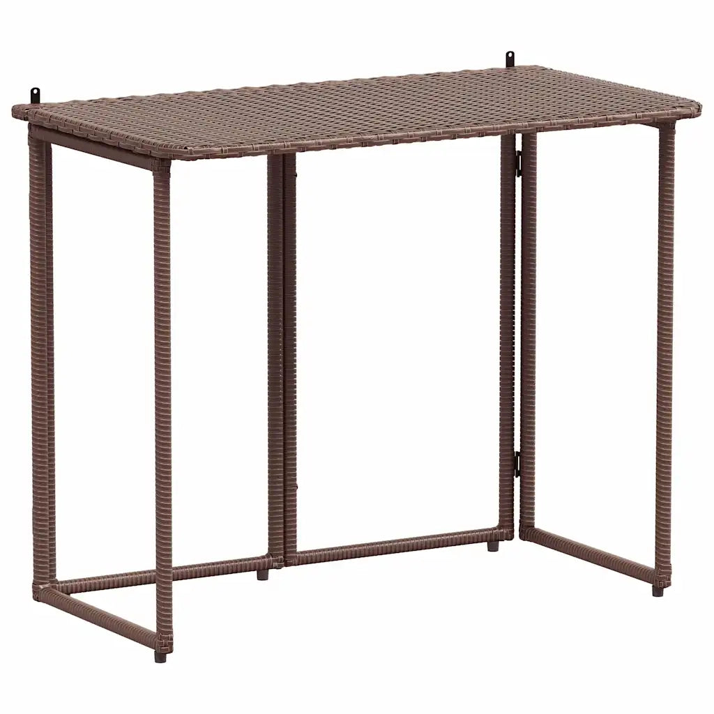 Tavolo Pieghevole da Giardino Marrone 90x51x75 cm Polyrattan 4108255