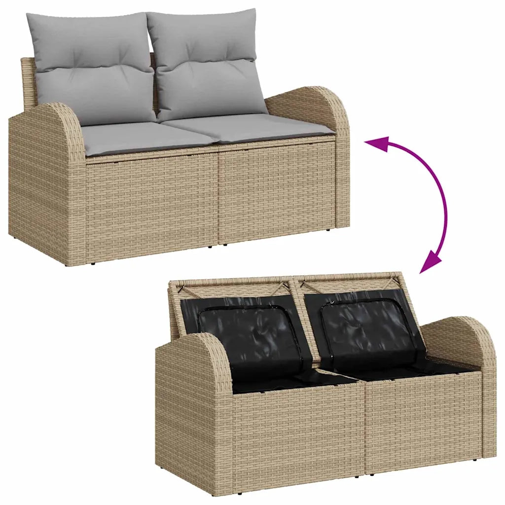 Set Divano da Giardino con cuscino 5 pcs Beige Poly Rattan 3360391