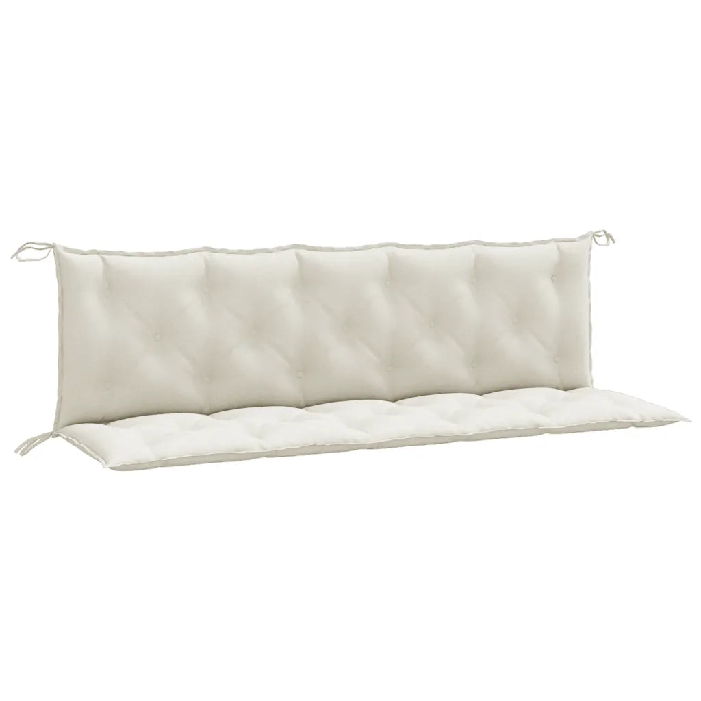 Cuscini Panca Giardino 2 pz-Set di 2 Cuscini per panchina da esterno Crema M¨¦lange 180x50x7 cm Tessuto