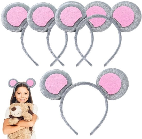 Cintura per Topo - 4 Pezzi - Cintura per Animale - Accessori per Festa/Carnascalia - Per Bambini/Adulti - Grigio - Orecchie per Topo