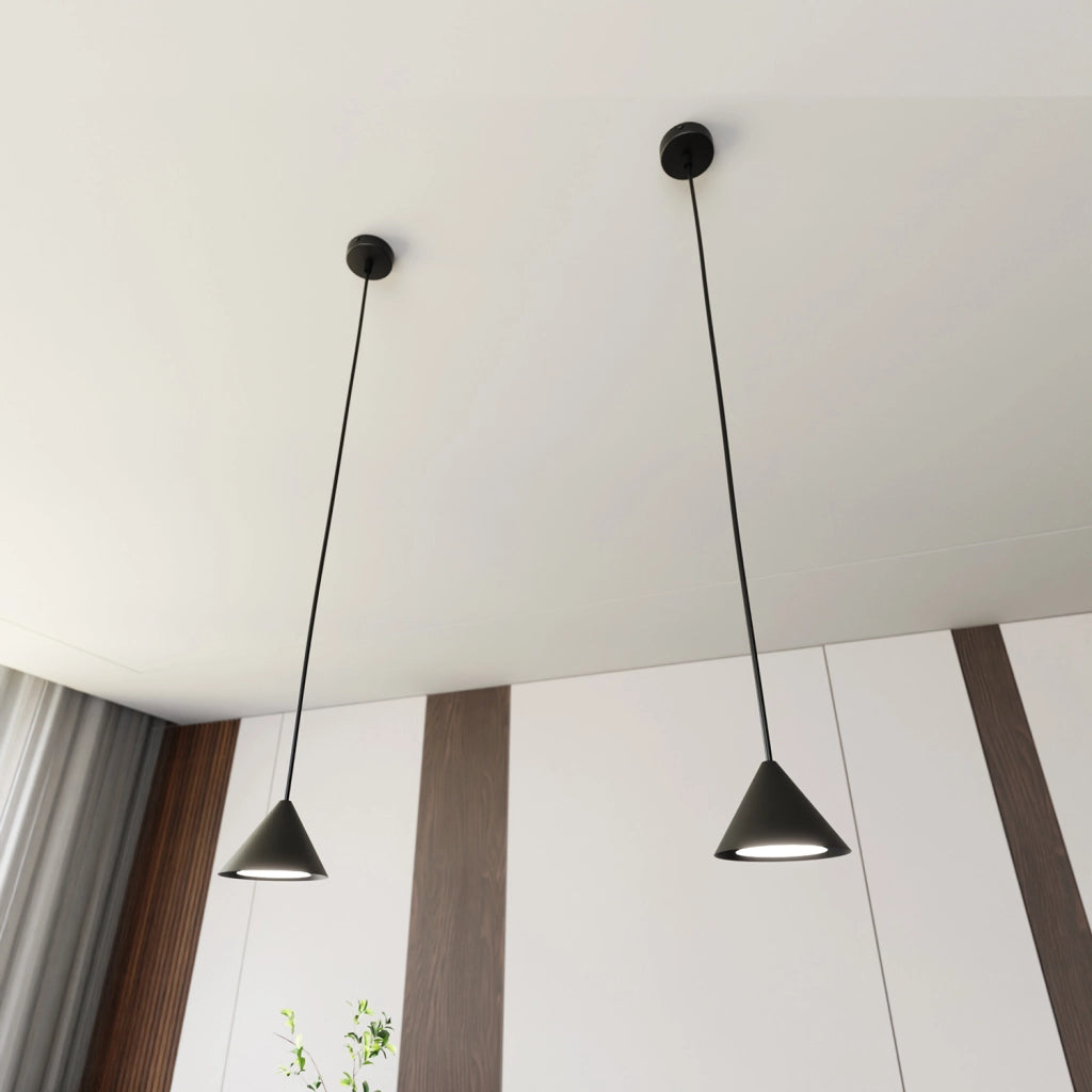 Sospensione Minimal Skadi 1 Luce In Acciaio Nero