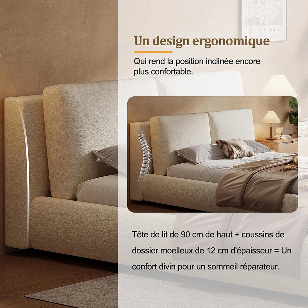 Letto matrimoniale-Xylo-180x200cm idraulico spazio ripiano  beige