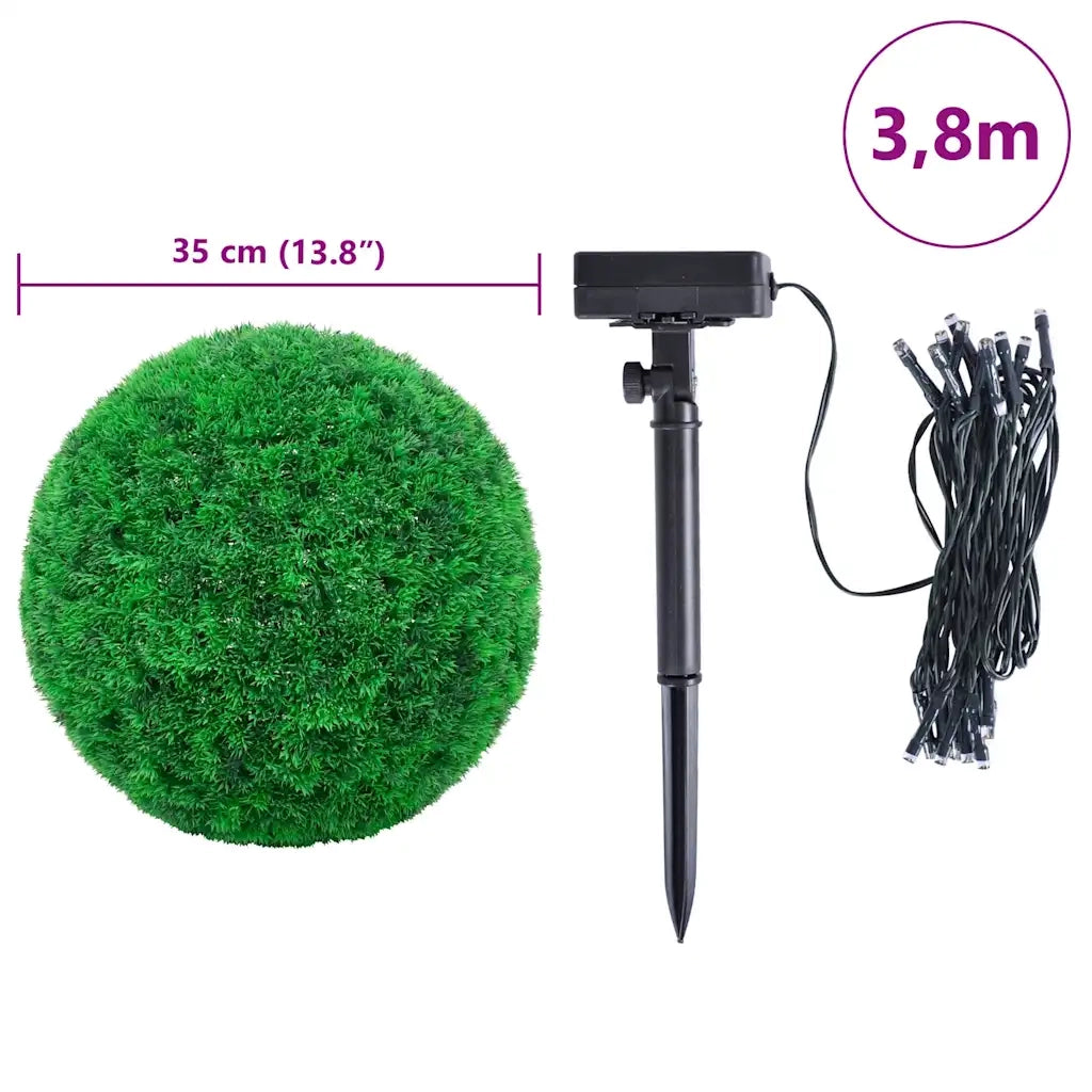 Sfere di Bosso Artificiale con Luci LED 2 pz Verdi 35 cm 3335907