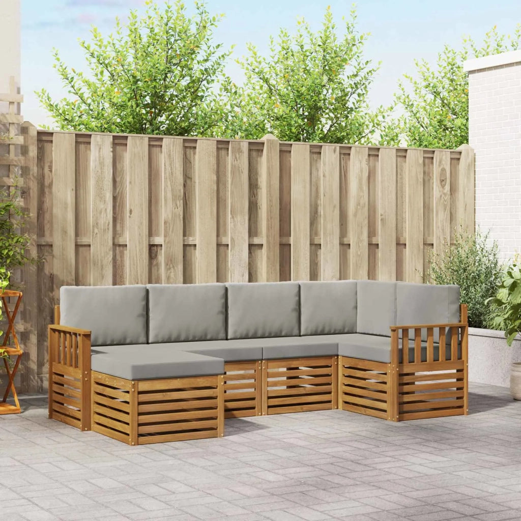 Set divano sezionale con cuscino 6 pcs Grigio Naturale e Chiaro 3375081