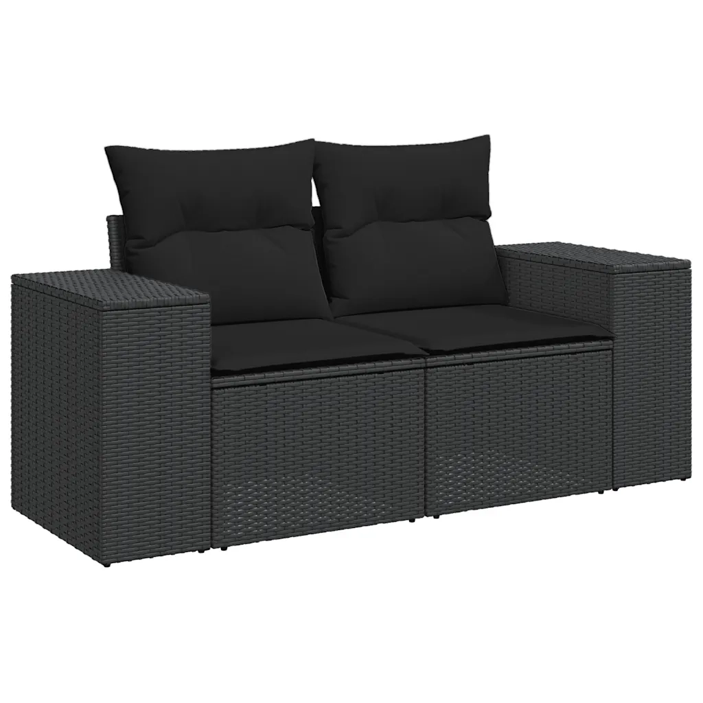 Set Divani da Giardino con Cuscini 7pz Nero Polyrattan 3327338