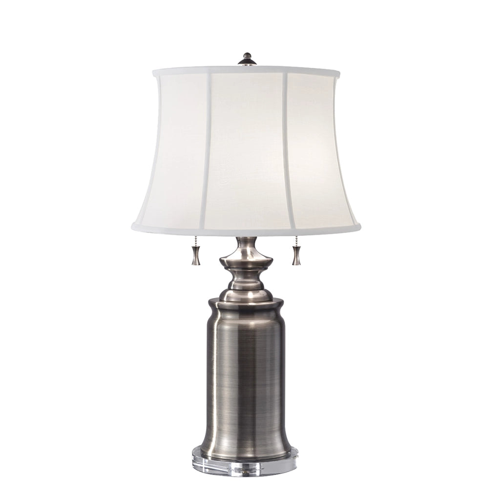 Lampada da tavolo classica nichel con paralume bianco Feiss