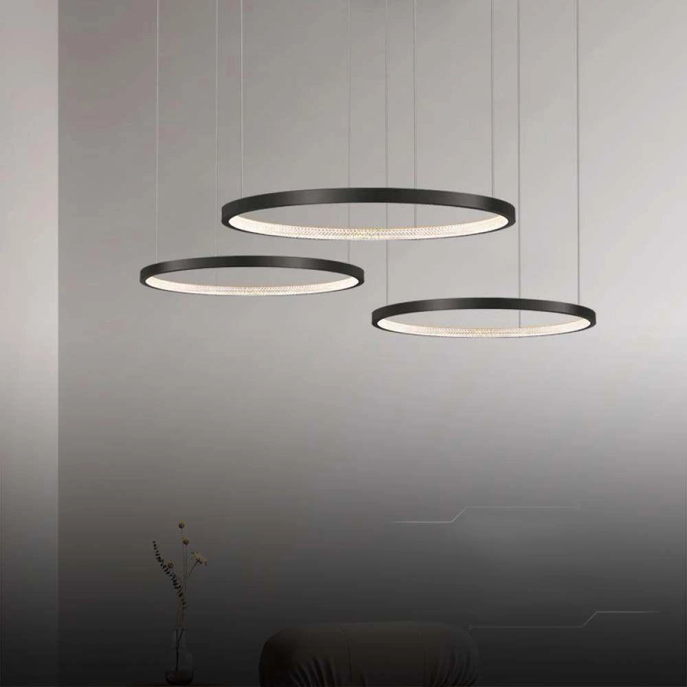 Lampada a sospensione LED 3 anelli nera 3000K V-TAC