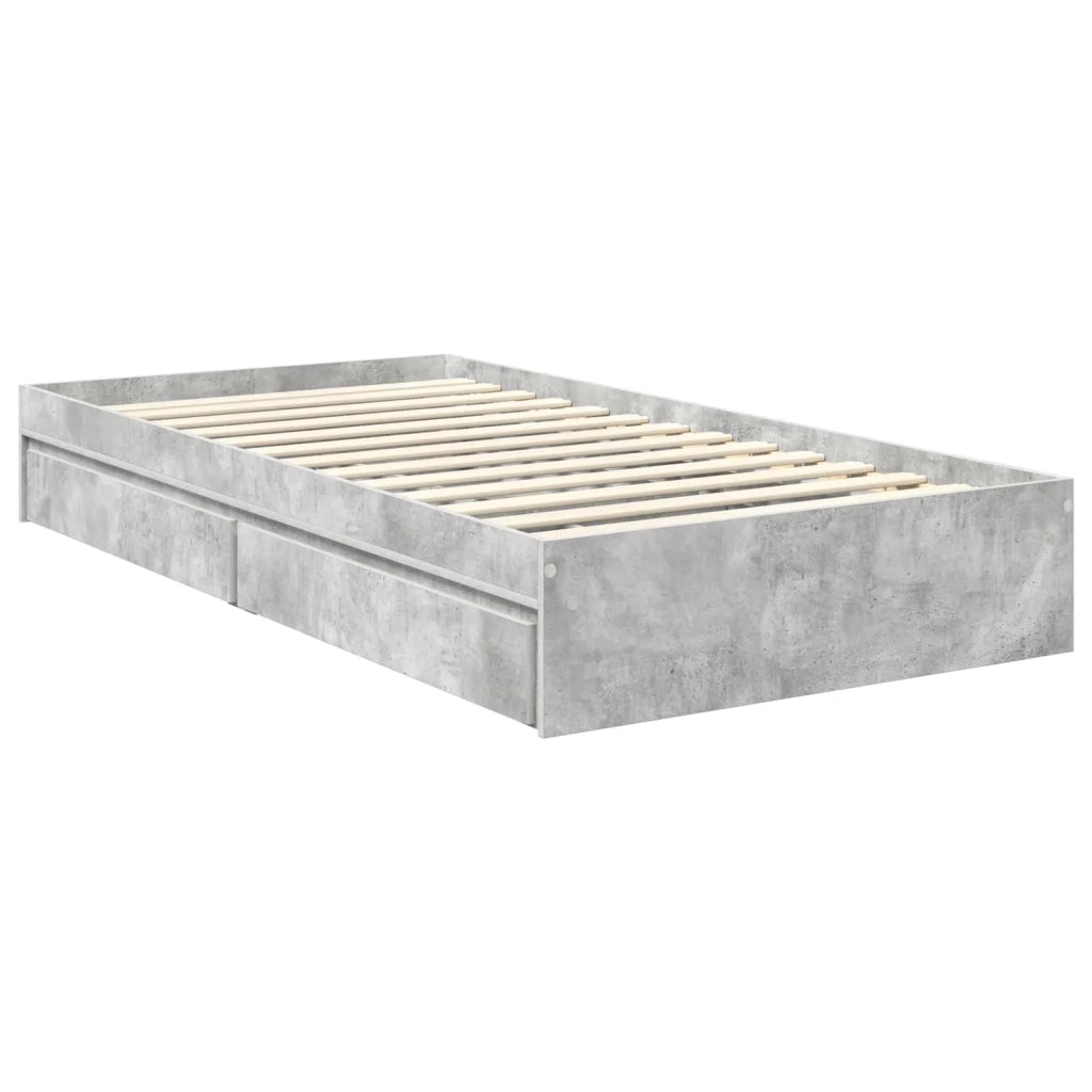 Letto con Contenitore con testiera Grigio cemento 100 x 200 cm