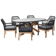 Set da pranzo da giardino con 6 sedie Grigio e nero Legno chiaro Cemento Acacia 190 x 100 cm Mobili da giardino