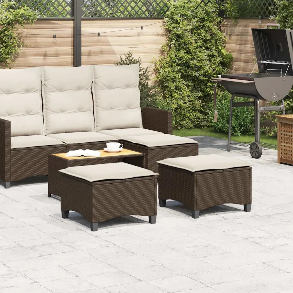 Sgabelli Giardino con Cuscini 2pz Marrone 55x55x36cm Polyrattan 4108247